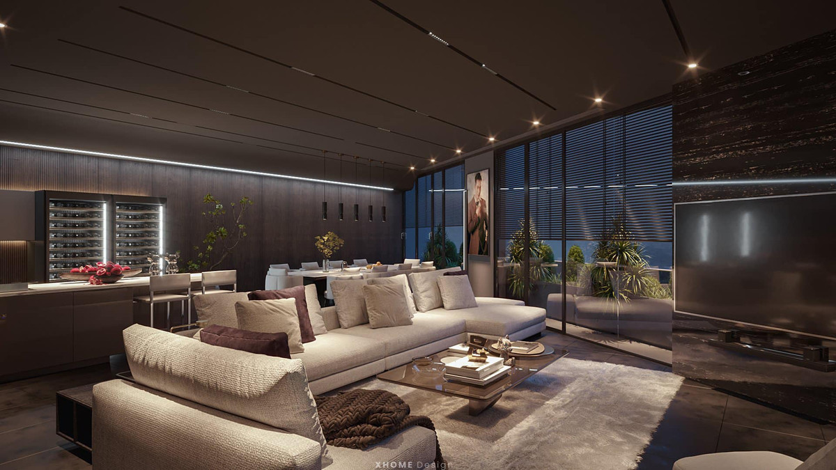 Phần cửa kính tạo cảm giác thoáng đãng cho ngôi nhà.