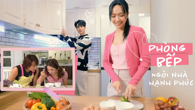 Gian bếp được Diệu Nhi gọi là "trái tim" của căn nhà. Ảnh chụp màn hình