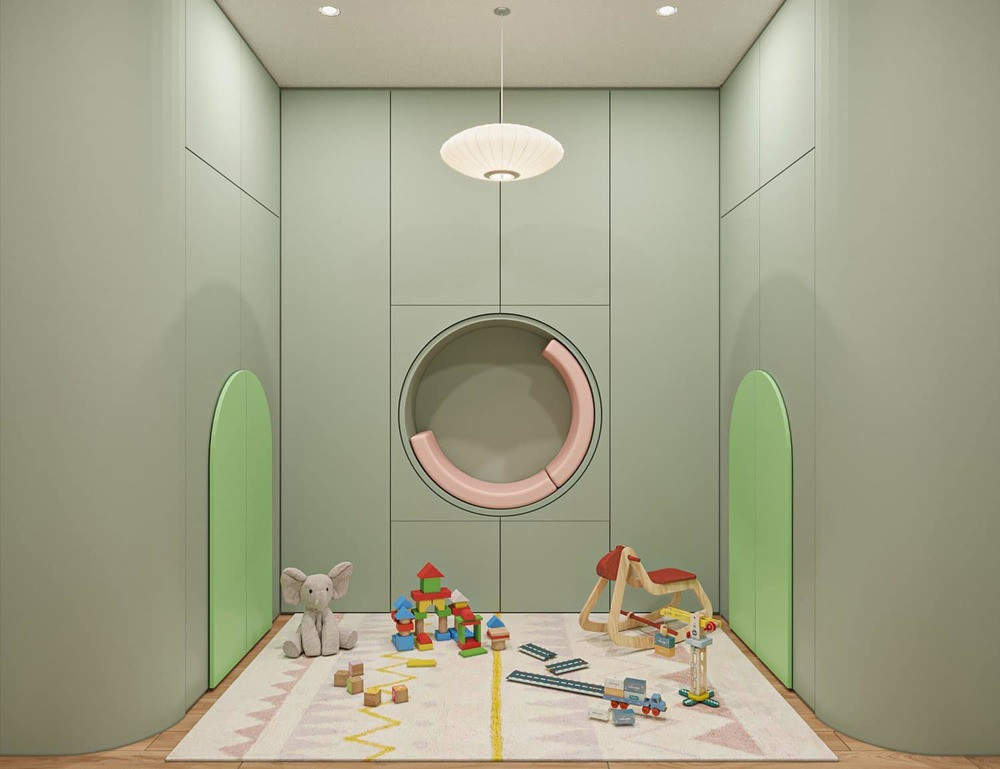 Trong nhà còn có khu vực riêng để vui chơi cho các bé.