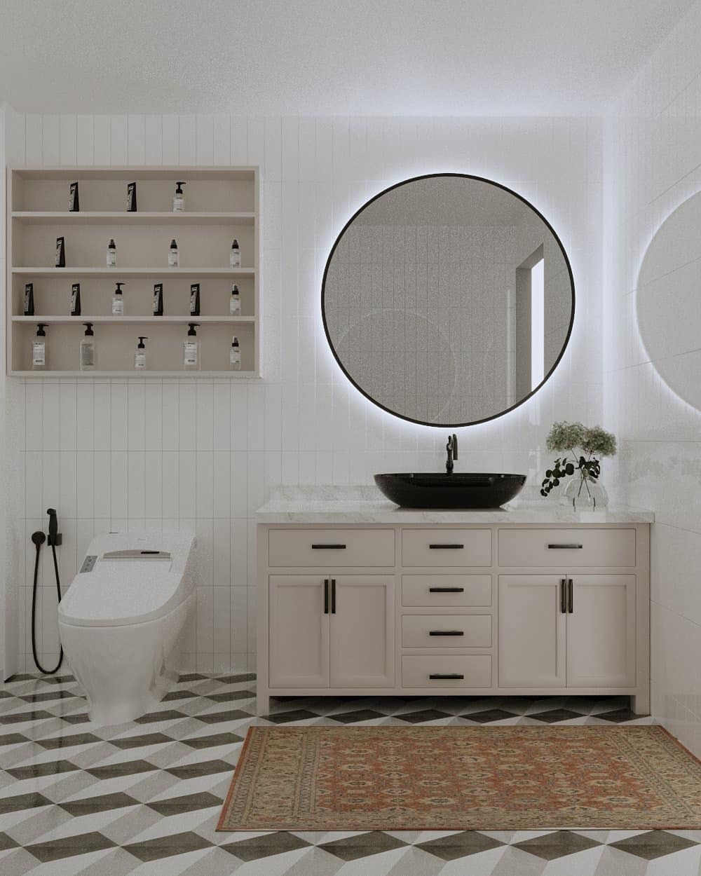 Nhà vệ sinh cũng được thiết kế sang trọng và hiện đại.