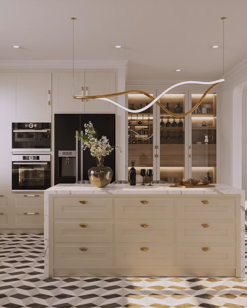 Nội thất trong nhà bếp sang trọng.