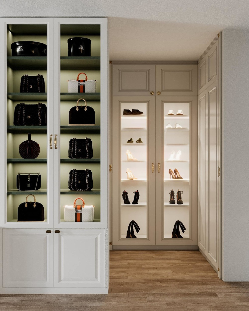 Trong phòng còn có cả khu vực để hàng hiệu.