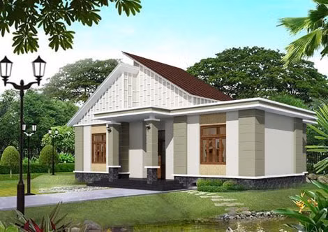 Mái thái thiết kế giật cấp tạo hình khối ấn tượng với người nhìn. Ảnh: Wedo