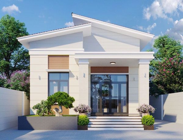 Mẫu nhà mái lệch được đánh giá cao bởi ngoại thất bắt mắt và mang đến cho không gian thông thoáng. Ảnh: Wedo