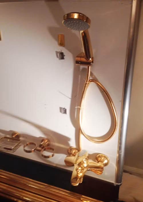 Một đại gia Hà Nội từng gây xôn xao dư luận khi bỏ ra 140 cây vàng để dát vàng cho cả toilet căn hộ. Ảnh: Người đưa tin