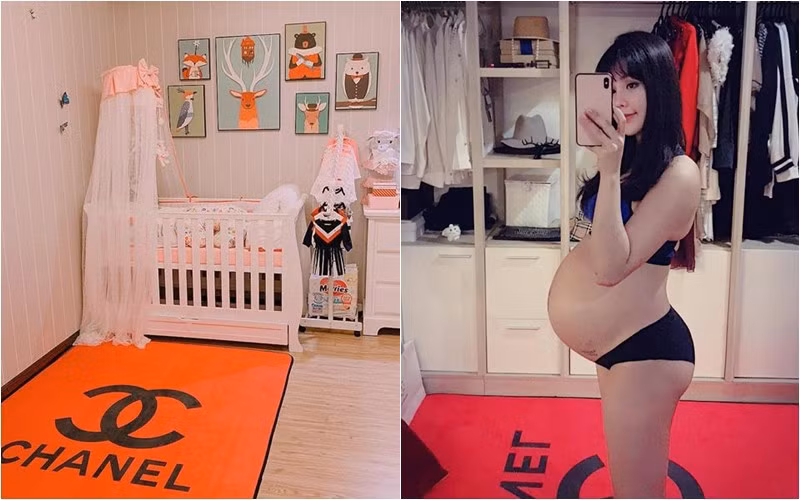 Khi Diệp Lâm Anh sắp sinh con gái, căn phòng dành cho ái nữ được đầu tư trang trí với màu hồng ngọt ngào và đồ đạc xinh xắn. Ảnh: FBNV