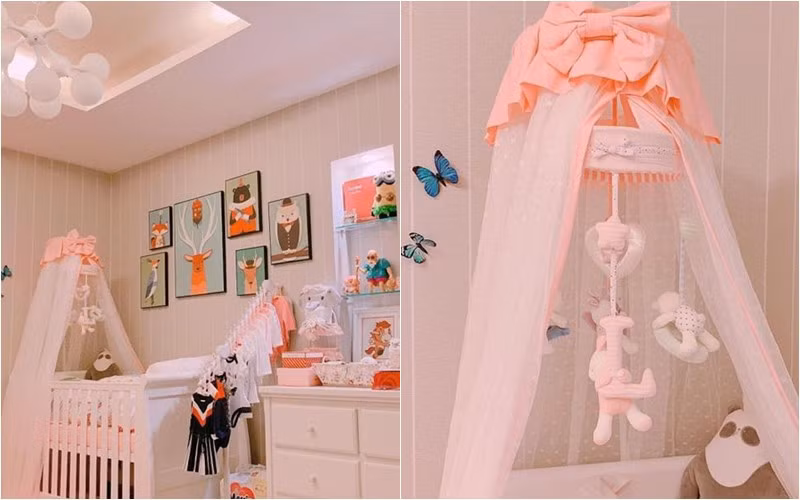 Từ giường, nôi, tranh ảnh, tủ, kệ, quần áo đến thảm lót Chanel đều được người đẹp lựa chọn cẩn thận. Ảnh: FBNV