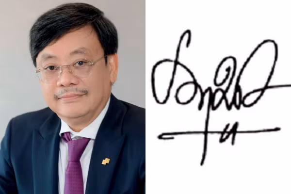 Tỷ phú Nguyễn Đăng Quang ký thẳng trên một tờ giấy trắng cho thấy sự tự chủ, kỹ năng quản trị, kiểm soát cao. Ảnh: Internet