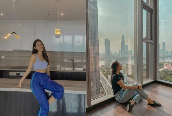 Với nguồn thu nhập khủng, không khó để Minh Hằng trở thành chủ sở hữu của một căn hộ cao cấp rộng 125m2 với giá gần 20 tỷ đồng. Căn hộ có tầm nhìn hướng sông Sài Gòn và những tòa nhà chọc trời, biểu tượng của TP HCM. Ảnh: FBNV