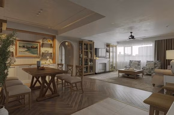 Nội thất bằng gỗ mang cảm giác ấm cúng.