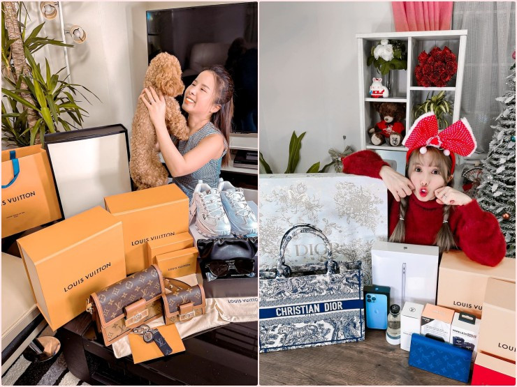 Chưa hết, Bà Nhân Vlog còn khiến cộng đồng mạng chú ý khi liên tục khoe mua đồ hiệu, đi ăn uống sang chảnh. Ảnh: FBNV