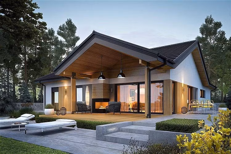 Mẫu nhà 2 tỷ thiết kế theo mô hình nghỉ dưỡng với bố cục thiên về tự do, không quá cầu kỳ. Ảnh: Hoanggiavu