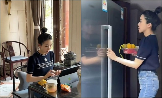 Dù mang kiến trúc cổ xưa nhưng bên trong không gian biệt thự của Đào Hỷ Nhi có nhiều vật dụng hiện đại phục vụ nhu cầu hàng ngày.