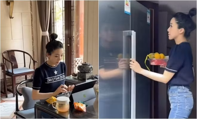 Dù mang kiến trúc cổ xưa nhưng bên trong không gian biệt thự của Đào Hỷ Nhi có nhiều vật dụng hiện đại phục vụ nhu cầu hàng ngày.