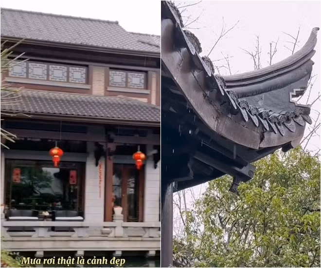 Khắp hành lang và trước cửa phòng treo lồng đèn, gợi cảm giác như cung đình.