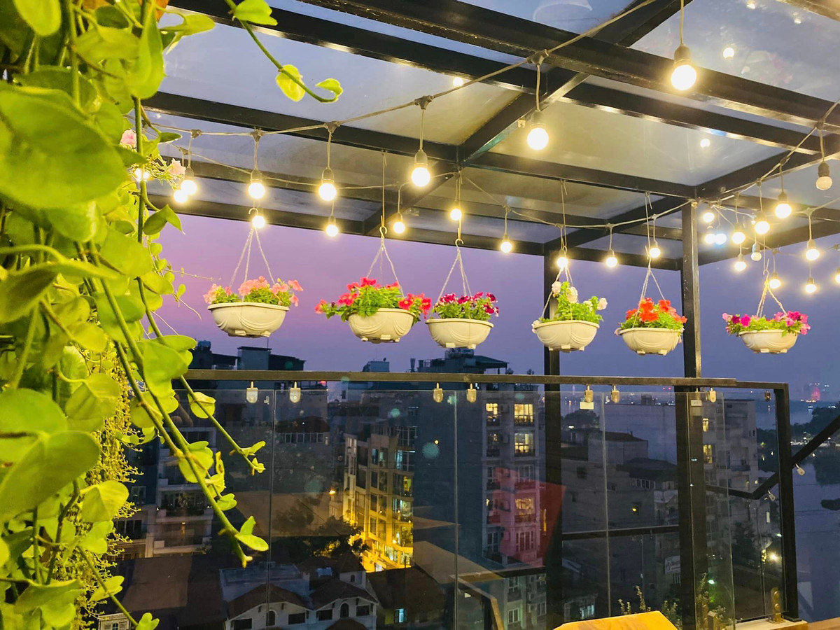 Nữ MC trồng nhiều hoa, cây cảnh, giăng đèn lung linh trên sân thượng.