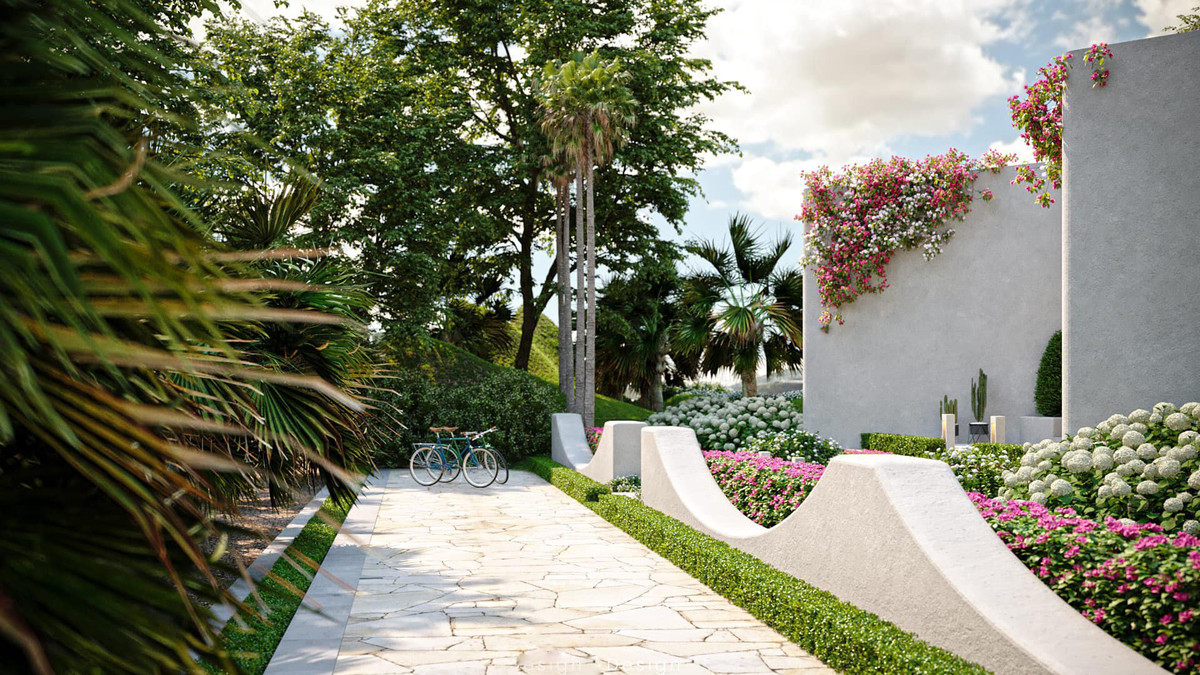 Khu vườn trồng nhiều cây xanh nên rất thoáng mát.