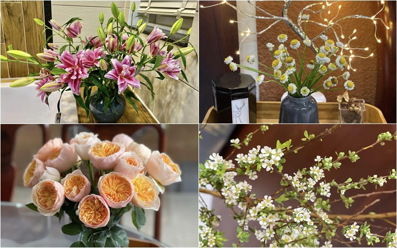 Vân Trang không chỉ khéo tay chọn hoa mà còn cắm rất đẹp.
