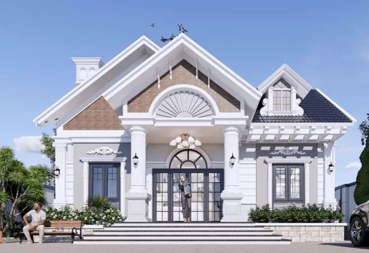 Mẫu nhà mái thái cấp 4 kiểu biệt thự sang trọng khiến bất kỳ ai đi ngang qua đều phải ngoái nhìn. Ảnh: Internet