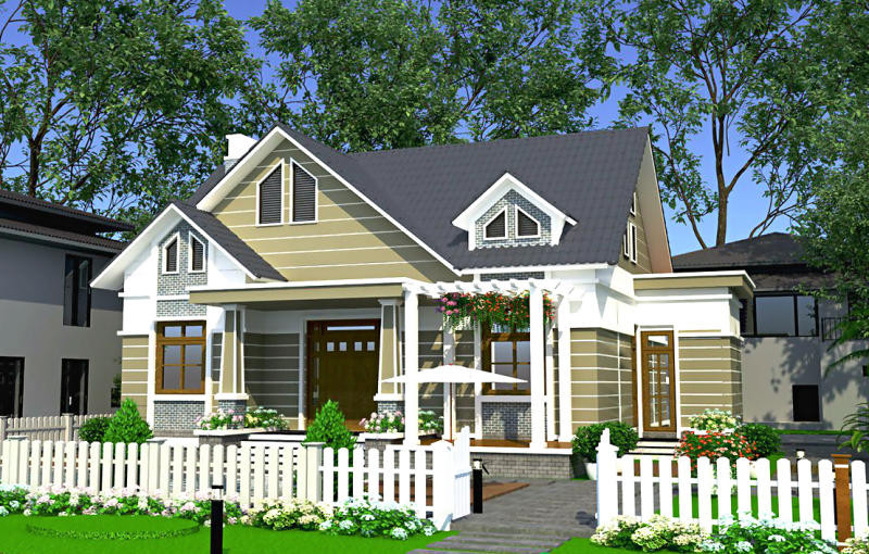 Nhà cấp 4 mái thái 3 phòng ngủ với nhiều chi tiết nhỏ, đòi hỏi sự tỉ mỉ và chăm chút kỹ lưỡng từ khâu thiết kế đến thi công. Ảnh: Kienthietviet