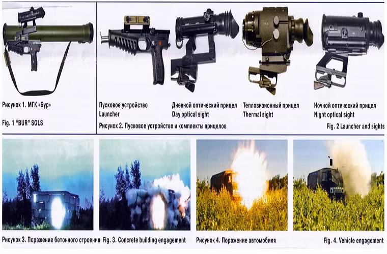 Dù đơn thuần chỉ là một mẫu vũ khí hổ trợ hỏa lực hạng nhẹ nhưng sức mạnh mà Bur sở hữu lại không hề thua kém súng phóng lựu mang đạn nhiệt áp RPO-M Shmel cũng do Tula phát triển. Do đó nó cũng được xem là biến thể thu nhỏ của RPO-M. Trong ảnh là quá trình thử nghiệm Bur với nhiều loại mục tiêu khác nhau. Nguồn ảnh: bastion-karpenko