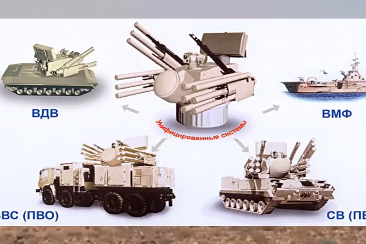 Hệ thống pháo tên lửa trên Pantsir-S1 có thể lắp đặt trên nhiều loại khí tài chiến đấu khác nhau.