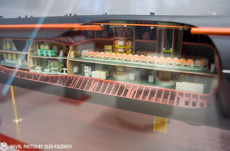 Nhưng ta có thể bên trong nó mang theo khá nhiều hàng hóa và trang thiết bị hậu cần phục vụ cho các trạm thám trắc dưới mặt nước. Nguồn ảnh: defence.ru.