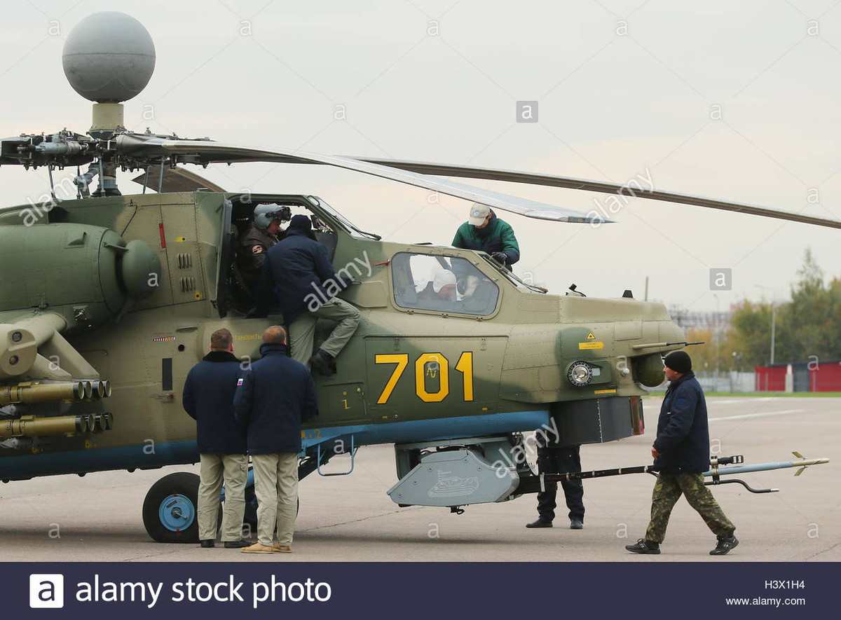 Mi-28NM được xem là phiên bản mới nhất của dòng trực thăng tấn công Mi-28, hay cũng có thể xem nó là chiếc trực thăng hiện đại nhất hiện nay được biên chế cho Không quân Nga. Nguồn ảnh: Alamy Stock