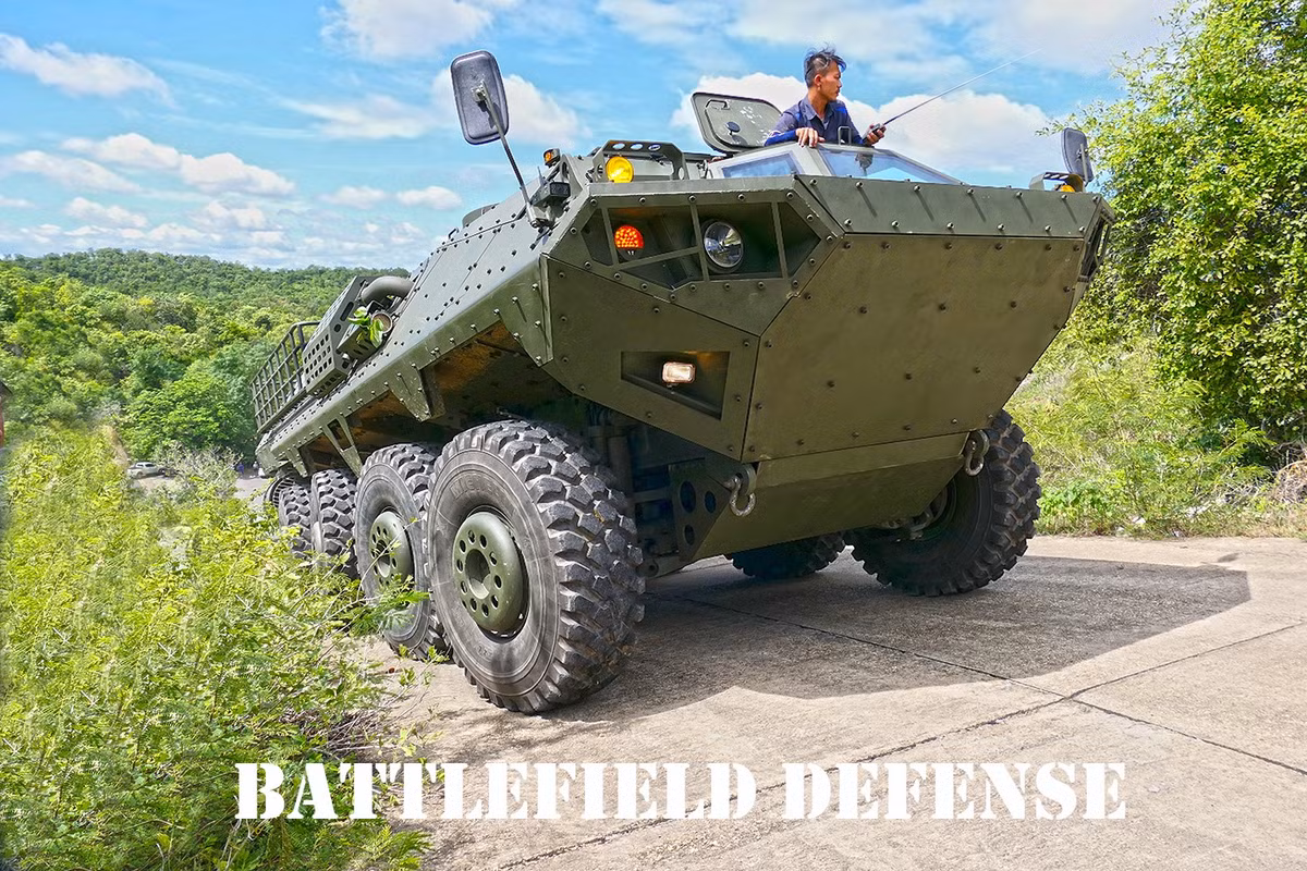 Theo Shephardmedia, Panus Assembly (công ty quốc phòng Thái Lan) vừa bắt đầu tiến hành thử nghiệm trên thực địa dòng xe thiết giáp R600 8x8 bánh được phát triển cho Quân đội Thái Lan. Ảnh: Battefield Defense