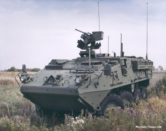 Stryker là dòng xe bọc thép chở quân đa năng được hãng General Dynamics phát triển từ mẫu xe LAV III của Canada dành riêng cho Quân đội Mỹ. Ước tính đơn giá mỗi chiếc khoảng 4-5 triệu USD, 4.900 chiếc đã được sản xuất. Nguồn ảnh: Military-Today