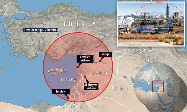 Với phạm vi phát hiện mục tiêu đến 600km, radar của S-400 vươn tới tận Tel-Aviv, một phần lãnh thổ Iraq và Thổ Nhĩ Kỳ, bao trọn cả căn cứ Không quân Anh ở đảo Síp. Đó là chưa kể, hệ thống tên lửa của S-400 có thể bắn hạ mục tiêu khi đối phương có lẽ còn chưa kịp bay vào không phận Syria. Nguồn ảnh: Daily Mail