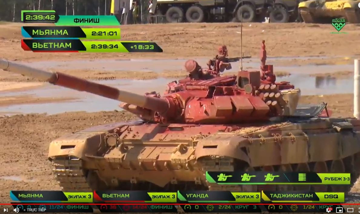 Đúng ra theo kết quả này, đội của chúng ta dù bắn tốt hơn Myanmar nhưng việc phải chạy phạt vì bắn không trúng + xe gặp lỗi kỹ thuật đã khiến tổng thành tích của ta bị ảnh hưởng, xếp sau Myanmar (về đích với thành tích 2 tiếng 21 phút). Nguồn ảnh: Tzvezda