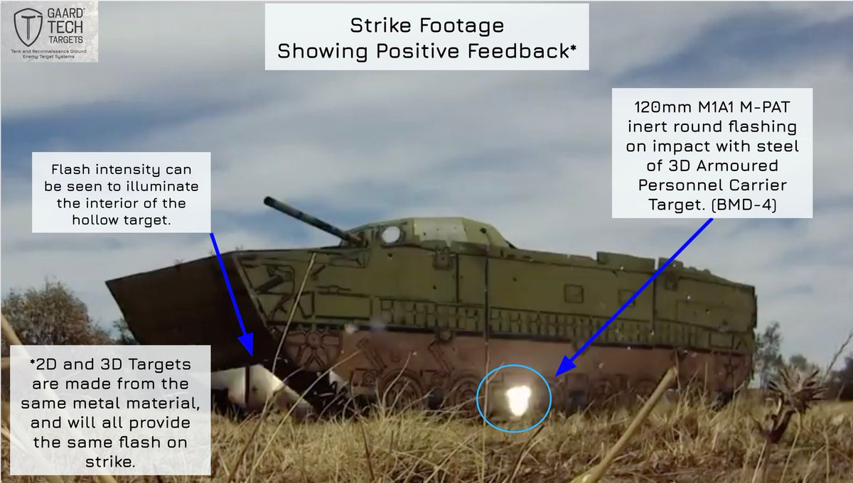 Mô hình 3D BMD-4 được dùng cho các bài bắn thử pháo 120mm trên Abrams. Nguồn ảnh: GaardTech