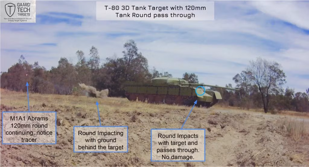 Mô hình 3D T-80 được dùng cho các bài bắn thử tăng M1 Abrams. Nguồn ảnh: GaardTech