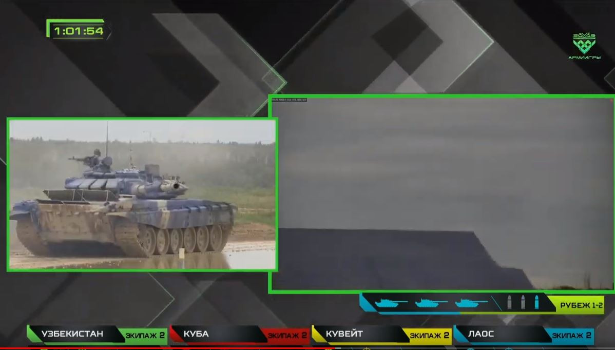 Tháp pháo có thời điểm đã quay về phía khán đài trong tình trạng vẫn còn một viên đạn chưa bắn vào mục tiêu. Đây được coi là nguyên nhân chính khiến đội Lào ngay lập tức bị ban tổ chức tước quyền thi đấu. Nguồn ảnh: Tzvezda