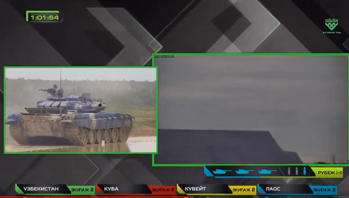 Tháp pháo có thời điểm đã quay về phía khán đài trong tình trạng vẫn còn một viên đạn chưa bắn vào mục tiêu. Đây được coi là nguyên nhân chính khiến đội Lào ngay lập tức bị ban tổ chức tước quyền thi đấu. Nguồn ảnh: Tzvezda