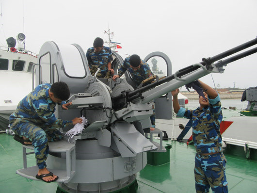 Đây vốn là phiên bản dùng cảnh sát biển với các cải tiến thêm cabin, kính ngắm bổ sung dựa trên khẩu pháo phòng không ZU-23-2 do Liên Xô sản xuất. Ảnh: CSBVN