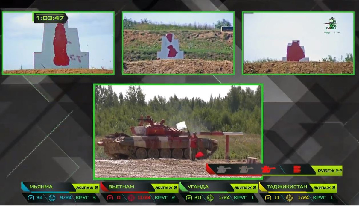 Hai kíp lái còn lại của đội tuyển xe tăng Việt Nam thi đấu khá tốt, đặc biệt trong các phần thi bắn, kíp số 2 vẫn xuất sắc bắn hạ cả 3 mục tiêu bộ binh bằng súng máy PKT 7,62mm. Nguồn ảnh: Tzvezda