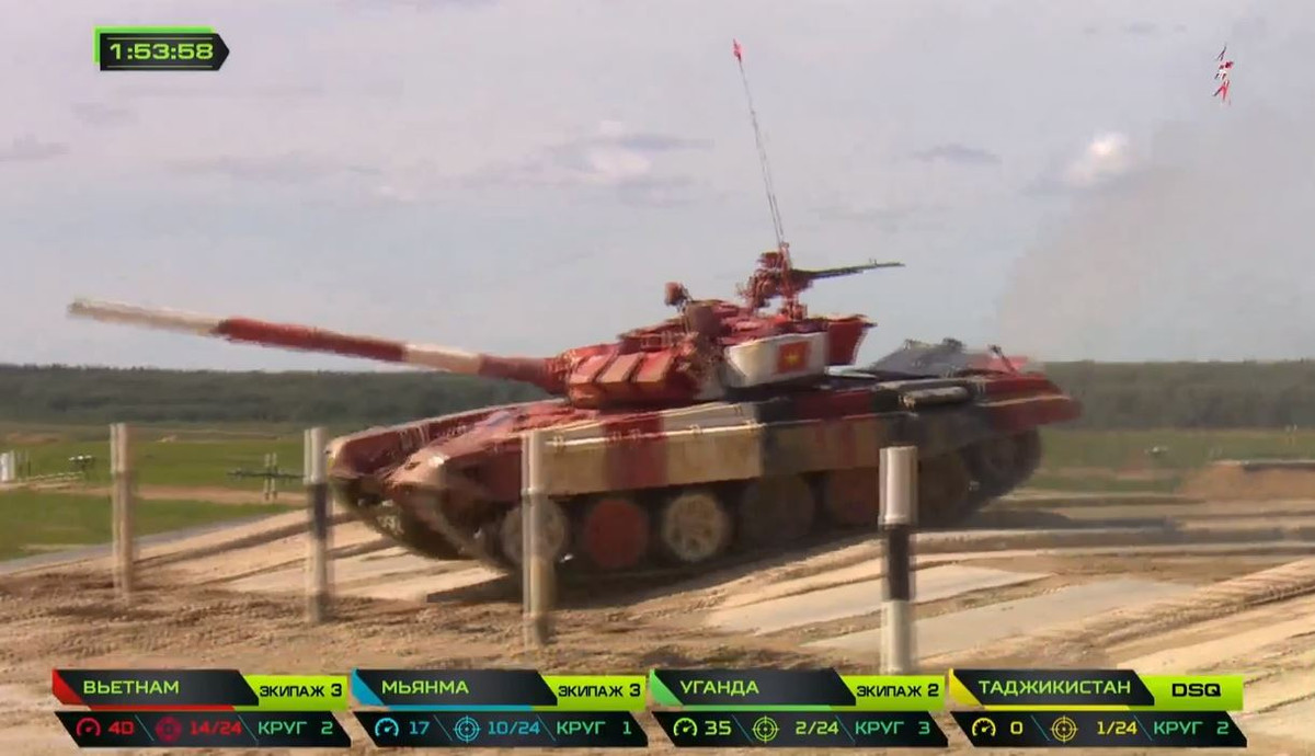 15h chiều nay (giờ Việt Nam), đội tuyển xe tăng Việt Nam bước vào trận đấu bán kết cuộc thi “Xe tăng hành tiến bắn mục tiêu” – Hội thao quân sự quốc tế Army Games 2019 gặp các đội Myanmar, Tajikistan, Uganda. Nguồn ảnh: Tzvezda