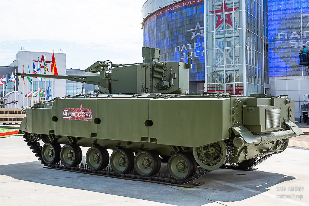 Pháo phòng không tự hành 2S38 Derivation-SV dùng khung gầm BMP-3, trang bị module tháp pháo tự động 57mm. Nguồn ảnh: SAID AMINOV