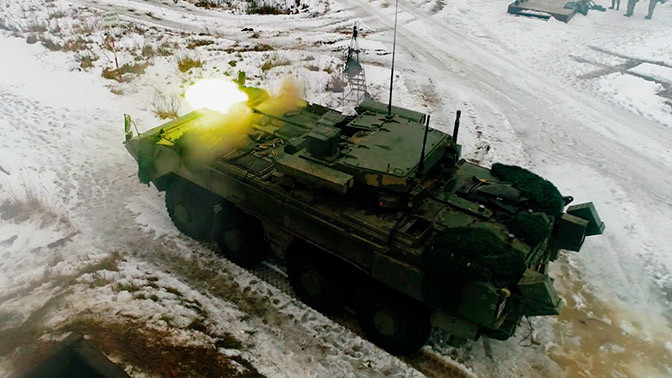 Cấu hình hiện tại của xe chiến đấu bộ binh K-17 Boomerang là lắp module tháp pháo Bumerang-BM với pháo 30mm và tên lửa chống tăng Kornet-EM. Nguồn ảnh: TV channel "Star