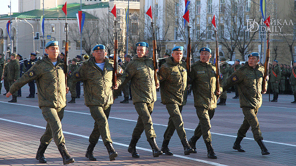 Đội hình tiêu binh trước giờ duyệt binh.