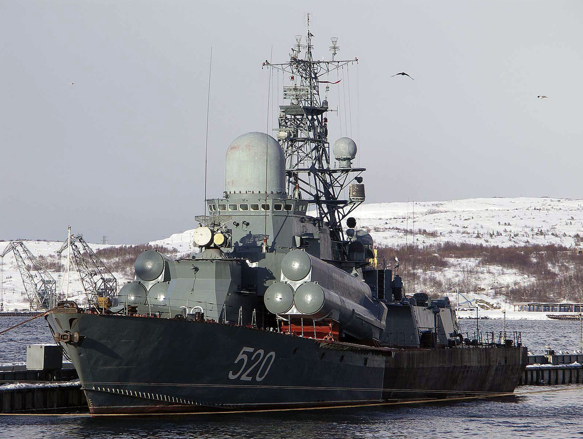 Chiếc tàu được chọn mang tên Nakat được biên chế năm 1987, thuộc lớp tàu tên lửa Đề án 1234 Ovod có lượng giãn nước tiêu chuẩn 640 tấn, toàn tải 730 tấn, dài 54m, rộng 11,8m, mớn nước 3,08m. Ảnh: Wikipedia