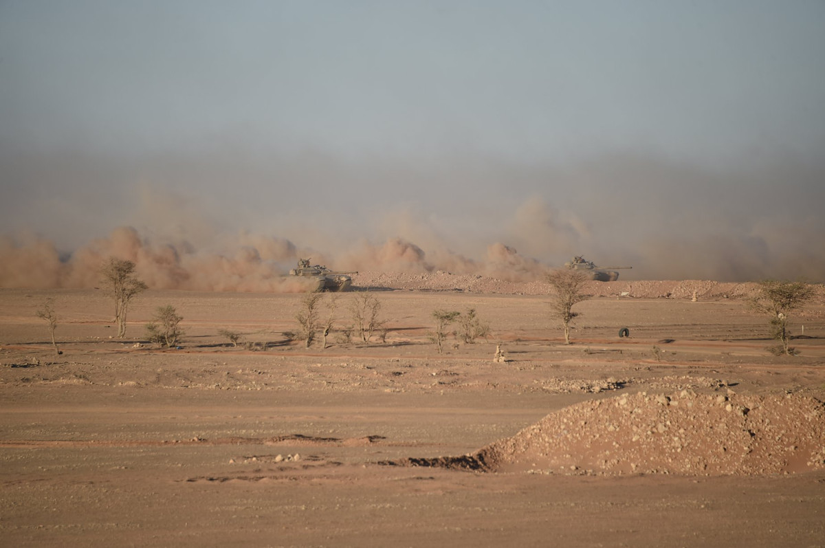 Xe tăng T-72 của Quân đội Algeria hành tiến trên sa mạc. Nguồn ảnh: dambiev
