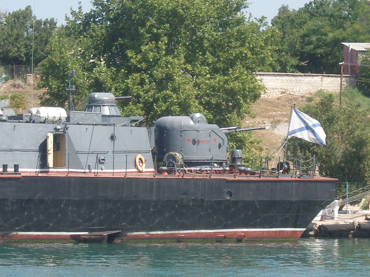 Ở đuôi tàu đề án 12341 có một tháp pháo AK-176M và một pháo phòng không cao tốc AK-630M. Nguồn ảnh: Wikipedia