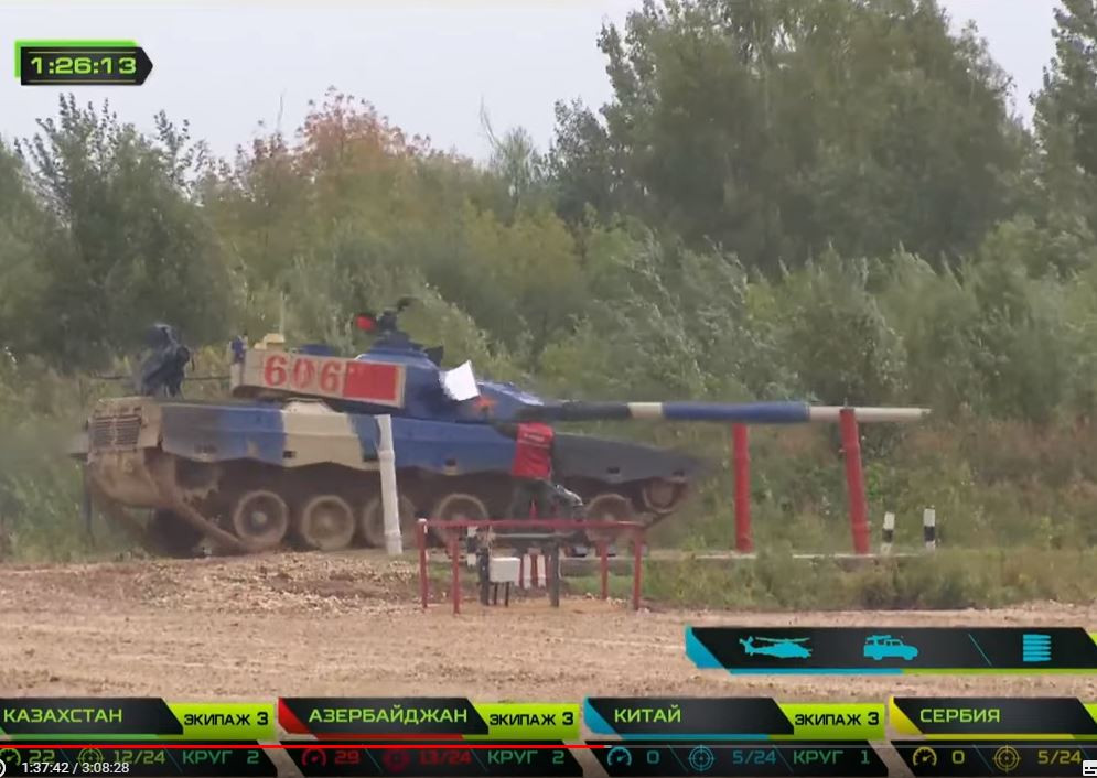 Kết thúc 12 vòng đua xe tăng, đội Trung Quốc chỉ bắn được 11/24 mục tiêu, xếp trên Serbia nhưng thua xa Kazakhstan (13/24 mục tiêu) và Azerbaijan (16/24 mục tiêu). Nguồn ảnh: Tzvezda