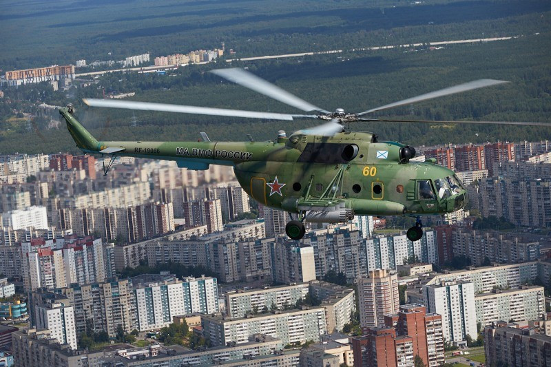 Các khu chung cư hiện đại ở St Peterburg nhìn từ cửa sổ trực thăng duyệt binh. Nguồn ảnh: Thông tấn Bộ Quốc phòng Liên bang Nga