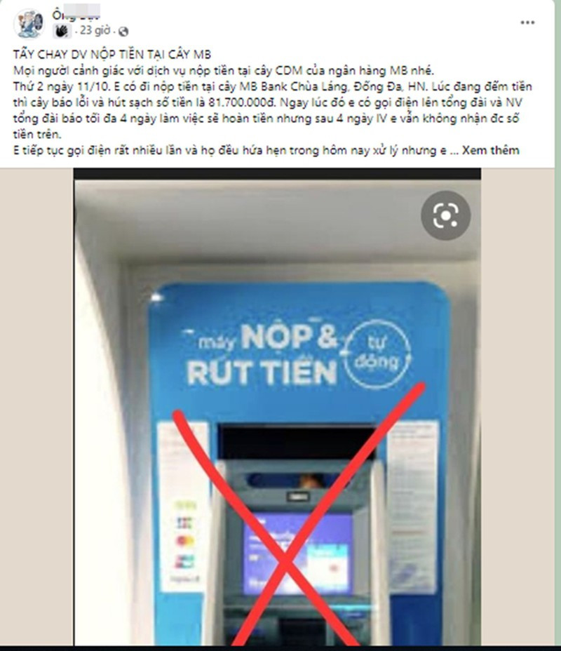 Bài viết được chia sẻ trên một diễn đàn facebook ngân gây xôn xao.