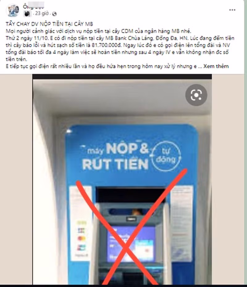 Bài viết được chia sẻ trên một diễn đàn facebook ngân gây xôn xao.