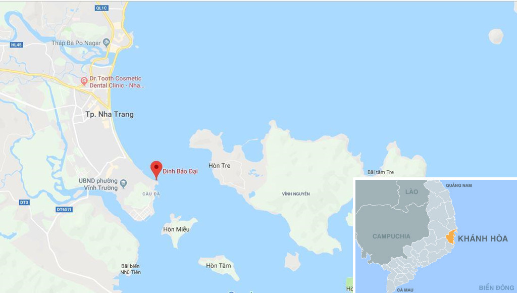 Di tích lầu Bảo Đại, phường Vĩnh Nguyên, TP Nha Trang, Khánh Hòa. Ảnh: Google Maps.